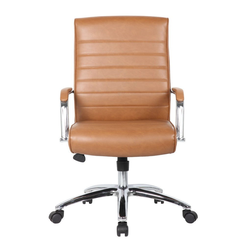 Megh Rolling Executive Conference Chair | Caramel Vinyl | Spring Tilt BM344467