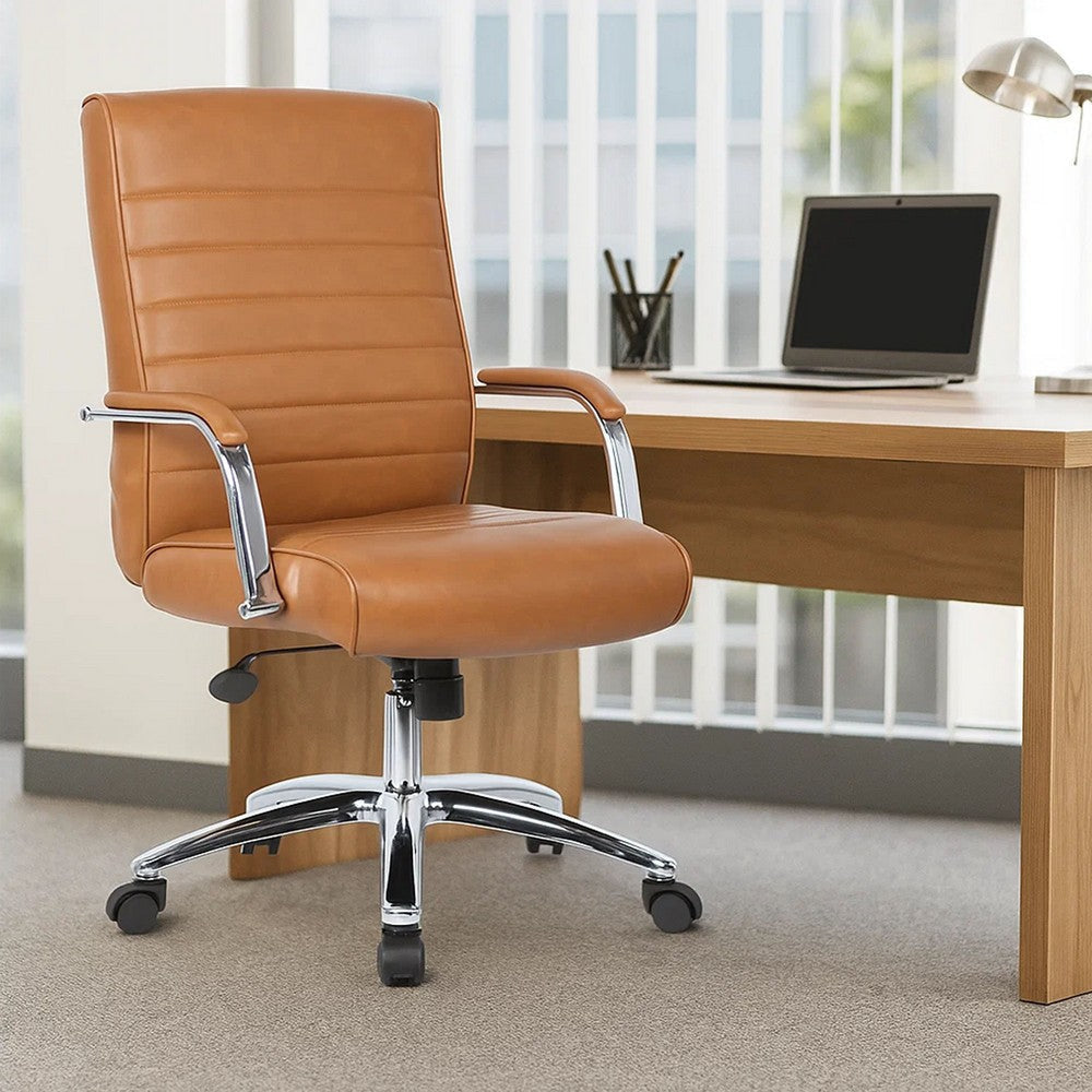Megh Rolling Executive Conference Chair | Caramel Vinyl | Spring Tilt BM344467