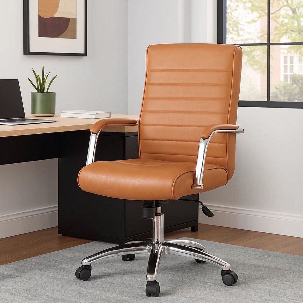 Megh Rolling Executive Conference Chair | Caramel Vinyl | Spring Tilt