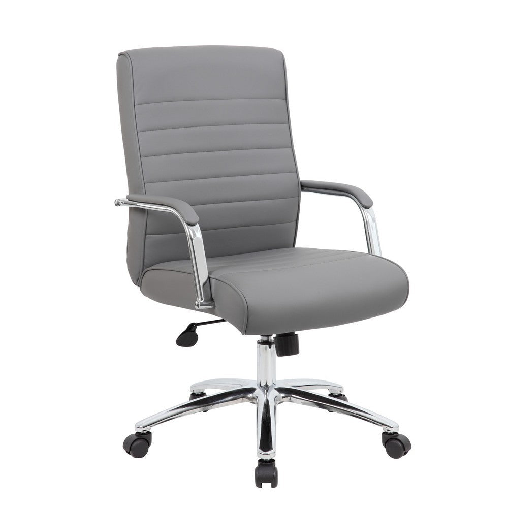 Megh Rolling Executive Conference Chair | Gray Vinyl | Chrome Base BM344468