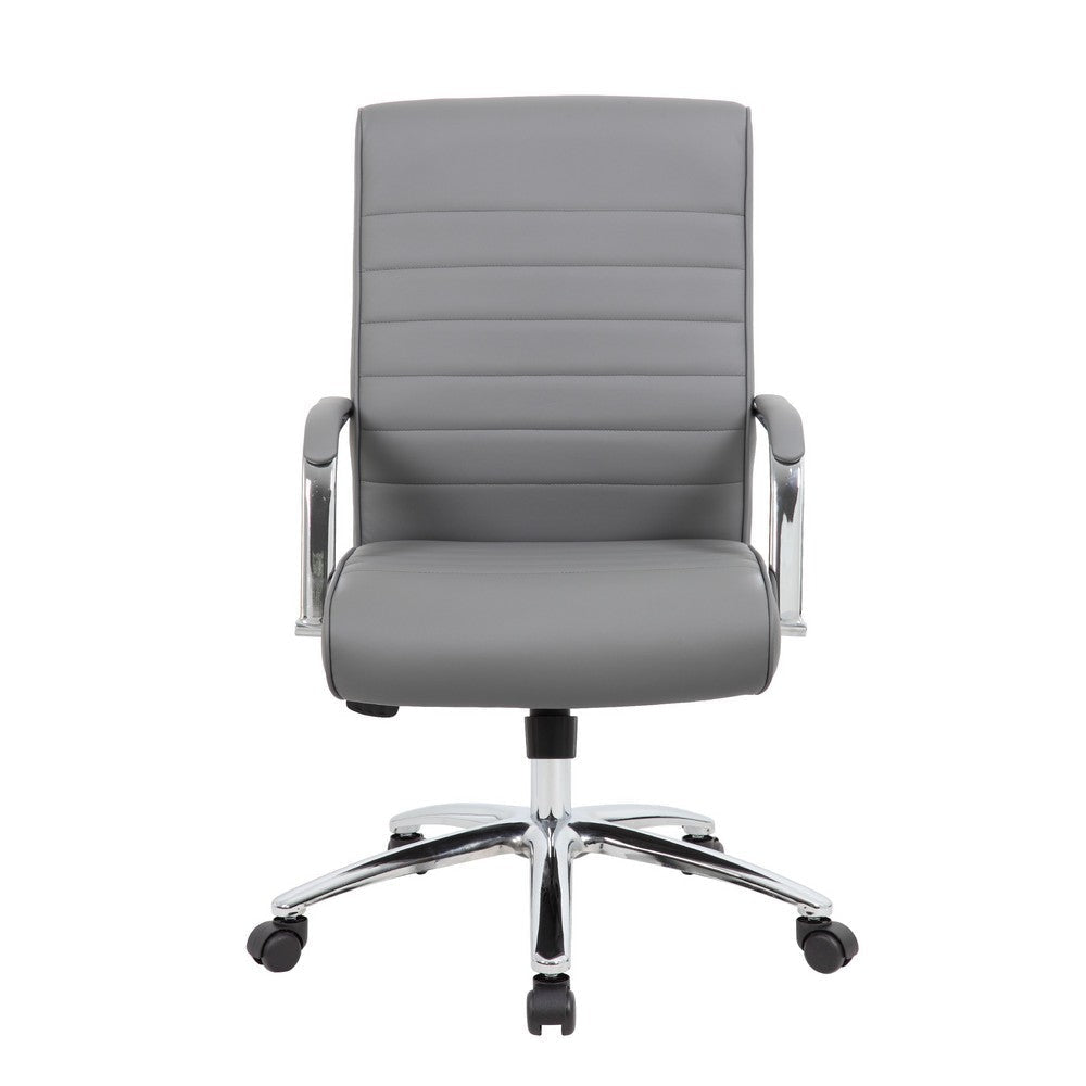 Megh Rolling Executive Conference Chair | Gray Vinyl | Chrome Base BM344468