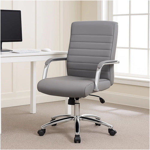 Megh Rolling Executive Conference Chair | Gray Vinyl | Chrome Base BM344468