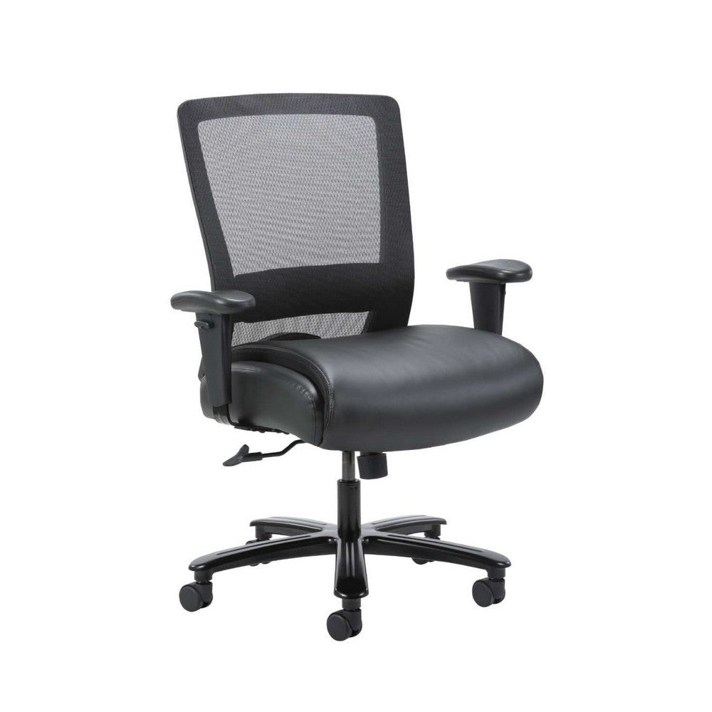 Heavy Duty Office Chair | Black Mesh & Faux Leather | 400lbs Capacity BM344469