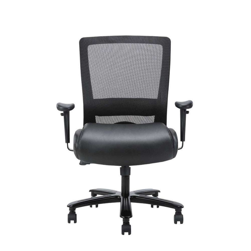 Heavy Duty Office Chair | Black Mesh & Faux Leather | 400lbs Capacity BM344469