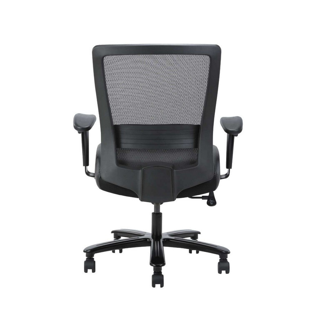 Heavy Duty Office Chair | Black Mesh & Faux Leather | 400lbs Capacity BM344469