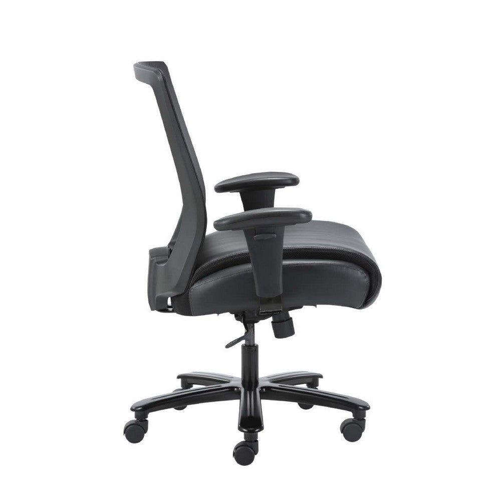 Heavy Duty Office Chair | Black Mesh & Faux Leather | 400lbs Capacity BM344469