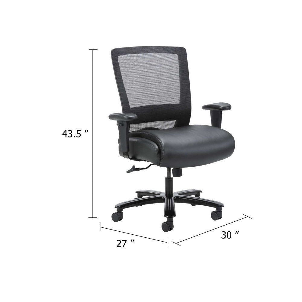 Heavy Duty Office Chair | Black Mesh & Faux Leather | 400lbs Capacity BM344469
