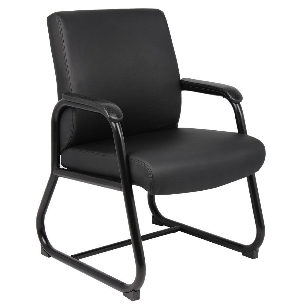 Guest Armchair | Black Antimicrobial Vinyl | Sled Base Frame BM344470
