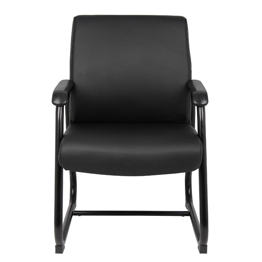 Guest Armchair | Black Antimicrobial Vinyl | Sled Base Frame BM344470
