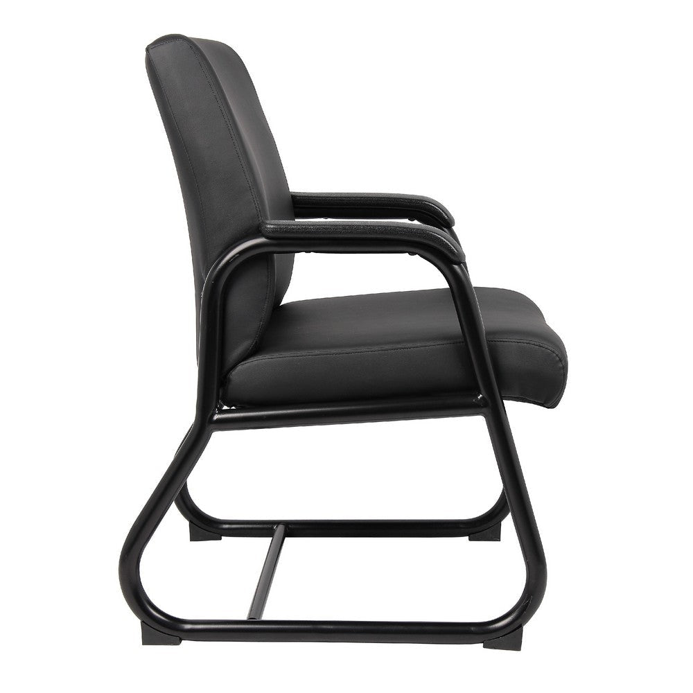 Guest Armchair | Black Antimicrobial Vinyl | Sled Base Frame BM344470