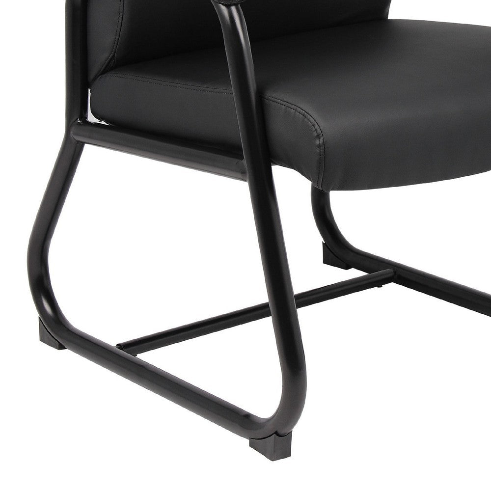 Guest Armchair | Black Antimicrobial Vinyl | Sled Base Frame BM344470
