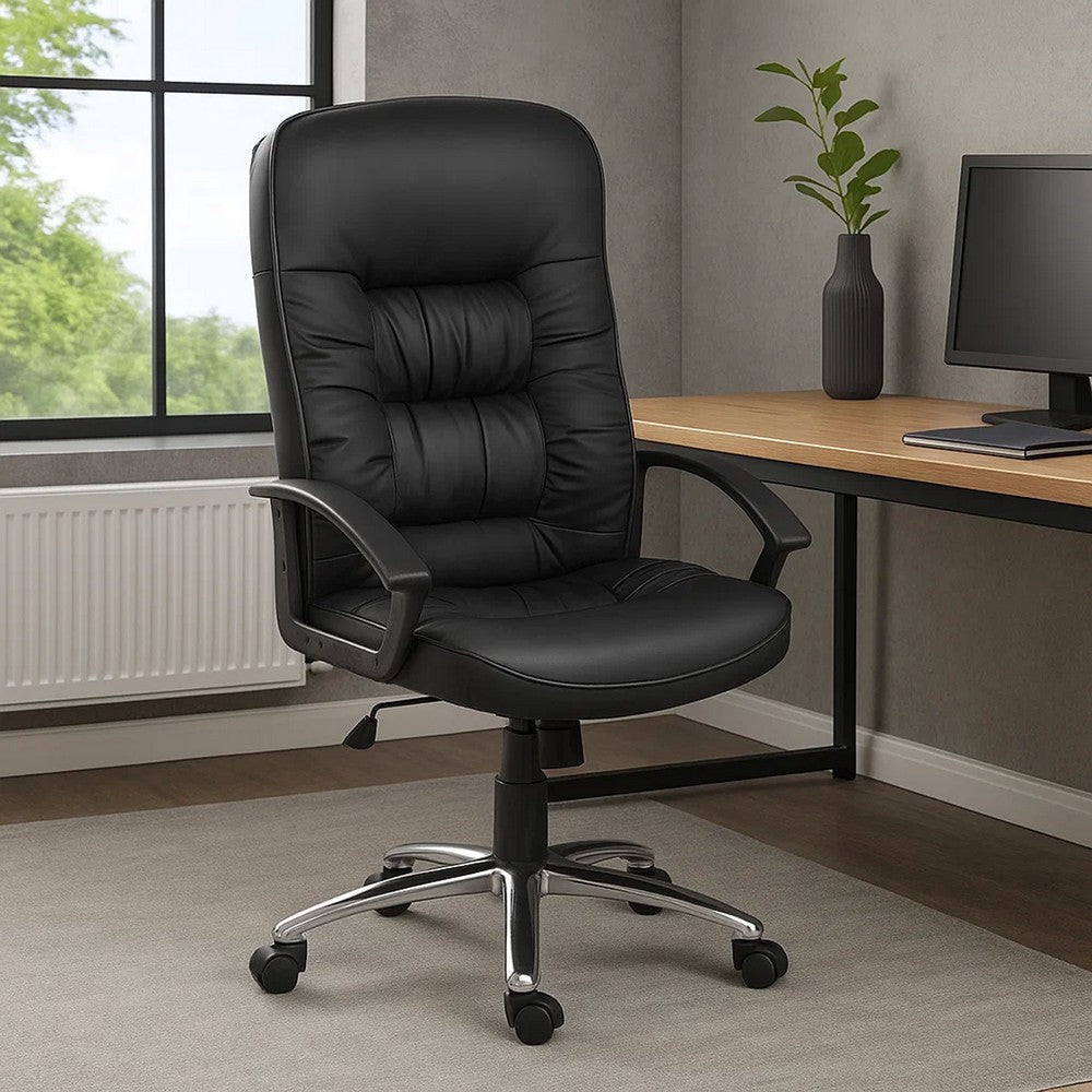 Mala High Back Office Chair | Black Faux Leather | Spring Tilt Mechanism BM344471