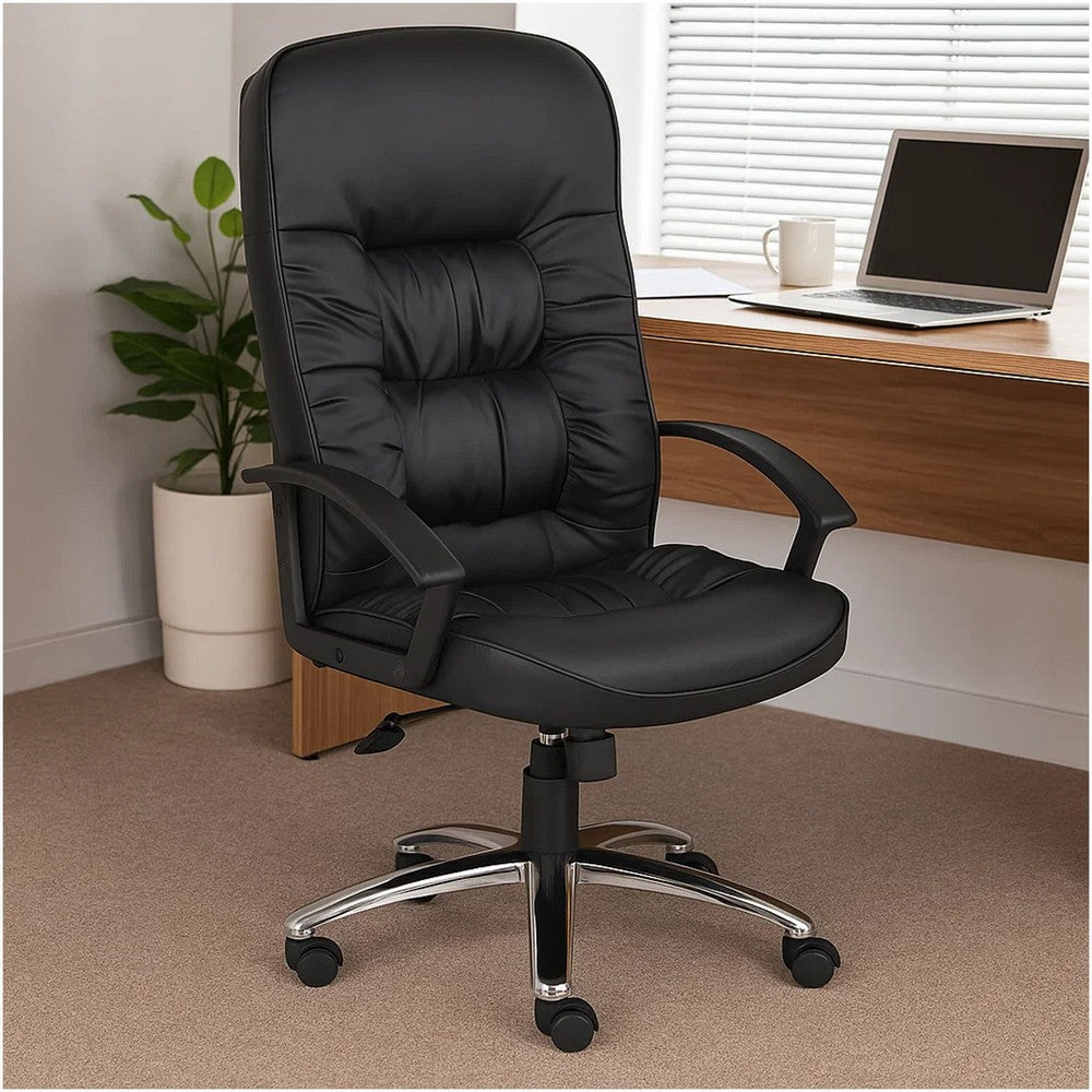 Mala High Back Office Chair | Black Faux Leather | Spring Tilt Mechanism
