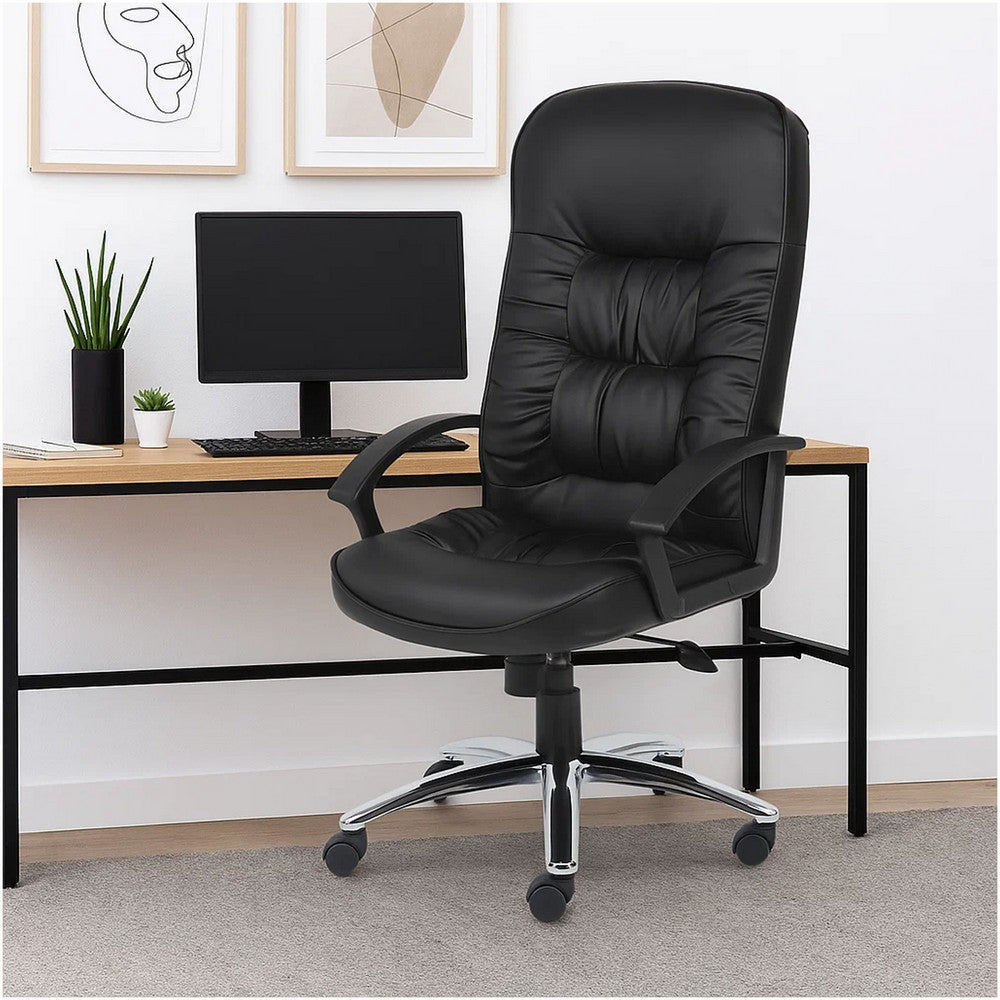 Mala High Back Rolling Swivel Office Chair | Black Faux Leather | Tilt Lock BM344472