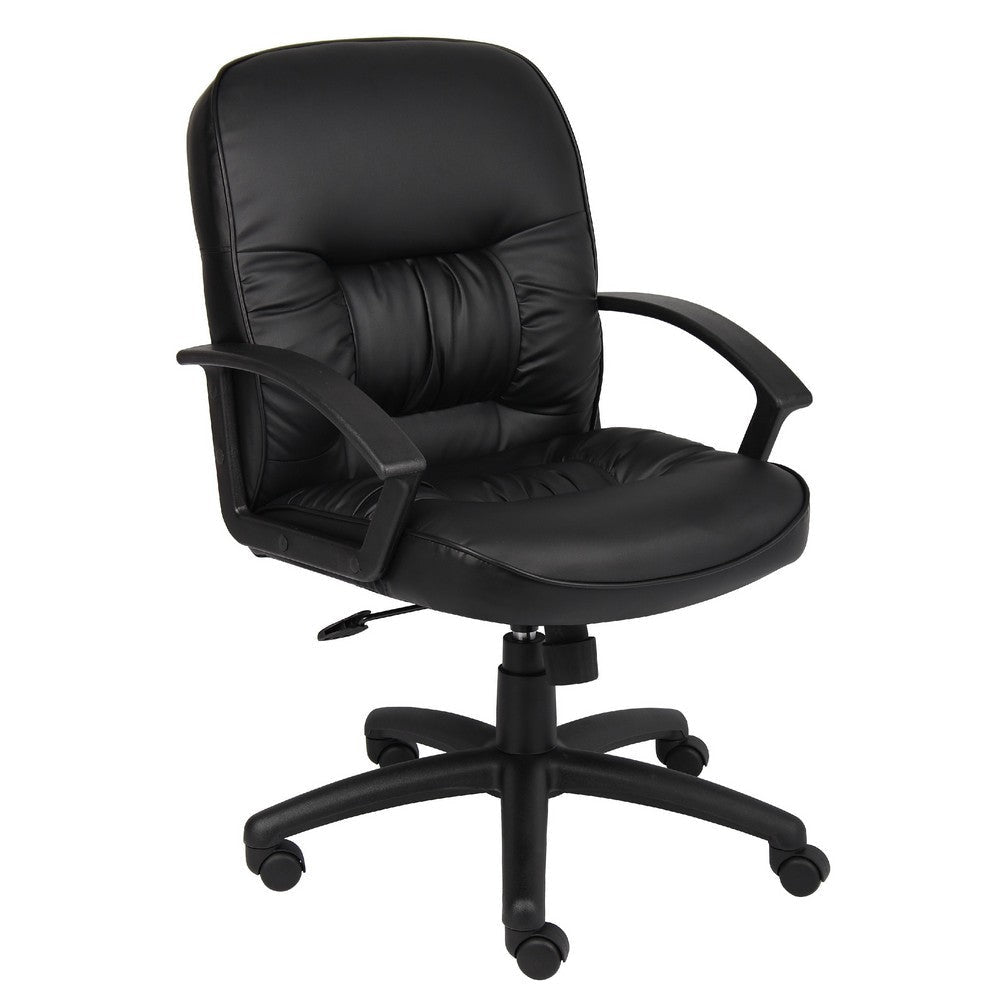Mala Mid Back Office Chair | Black Faux Leather | Rolling Base | Tilt Lock BM344473