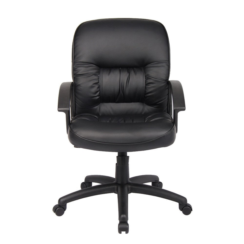 Mala Mid Back Office Chair | Black Faux Leather | Rolling Base | Tilt Lock BM344473