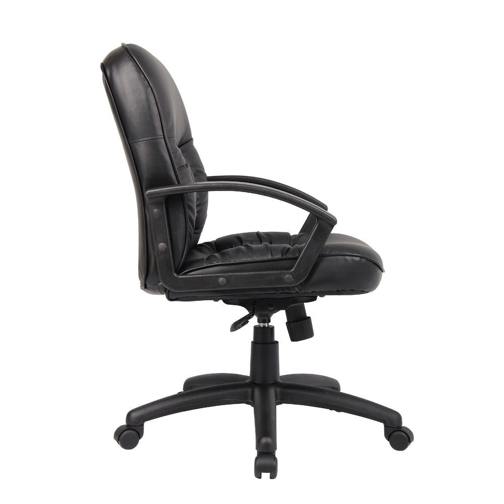 Mala Mid Back Office Chair | Black Faux Leather | Rolling Base | Tilt Lock BM344473
