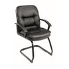 Mala Mid Back Guest Chair | Black Faux Leather | Lumbar Support BM344474
