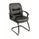 Mala Mid Back Guest Chair | Black Faux Leather | Lumbar Support BM344474