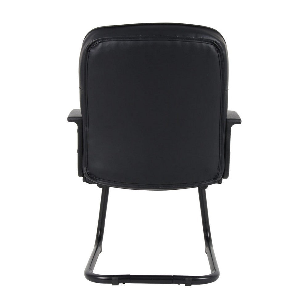 Mala Mid Back Guest Chair | Black Faux Leather | Lumbar Support BM344474
