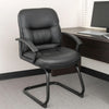 Mala Mid Back Guest Chair | Black Faux Leather | Lumbar Support BM344474