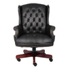 Saily Oversize Executive Chair | Traditional Wingback Black Tufted Vinyl BM344475
