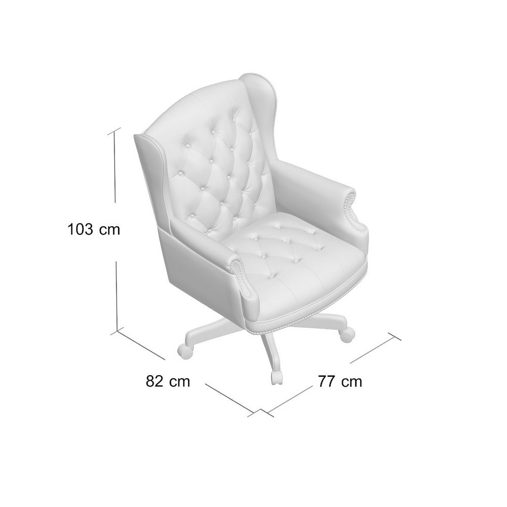 Saily Oversize Executive Chair | Traditional Wingback Black Tufted Vinyl BM344475
