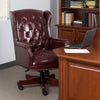 Saily Oversized Exec Chair | Traditional Wingback Burgundy Tufted Vinyl BM344476