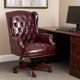Saily Oversized Exec Chair | Traditional Wingback Burgundy Tufted Vinyl