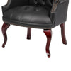 Saily Guest Armchair | Traditional Wingback Design | Black Tufted Vinyl BM344477