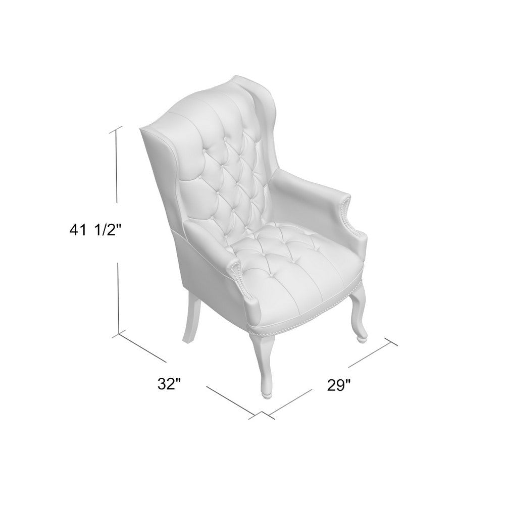 Saily Guest Armchair | Traditional Wingback Design | Black Tufted Vinyl BM344477