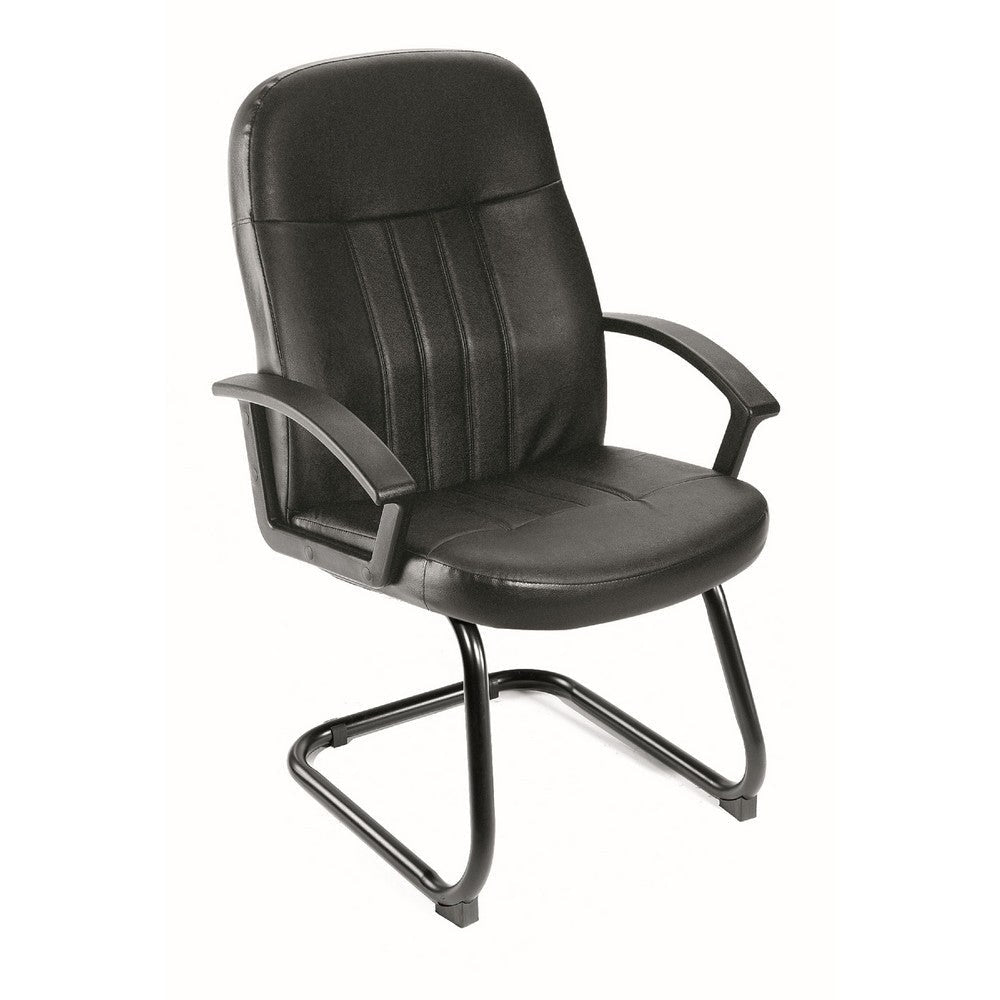 Luke Executive Armchair w Cantilever Frame | Black Faux Leather BM344479
