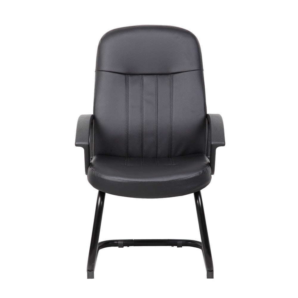 Luke Executive Armchair w Cantilever Frame | Black Faux Leather BM344479