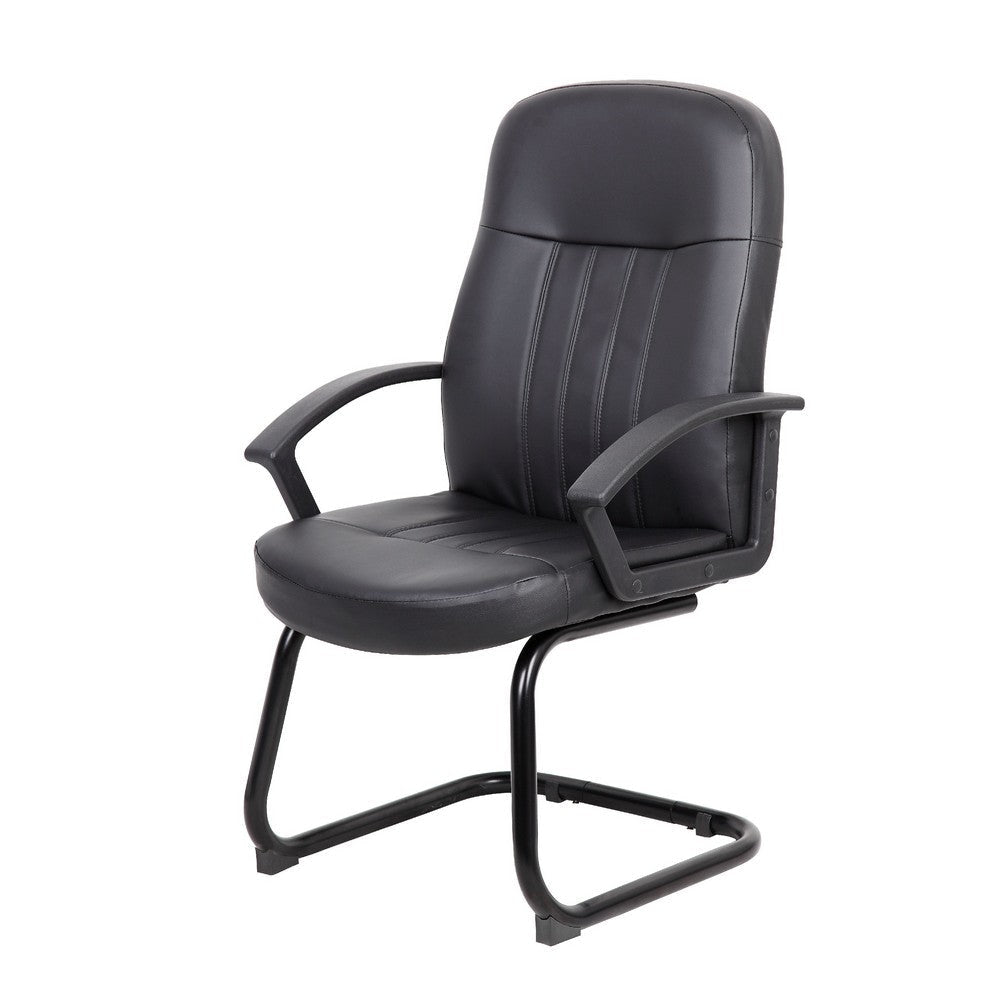 Luke Executive Armchair w Cantilever Frame | Black Faux Leather BM344479