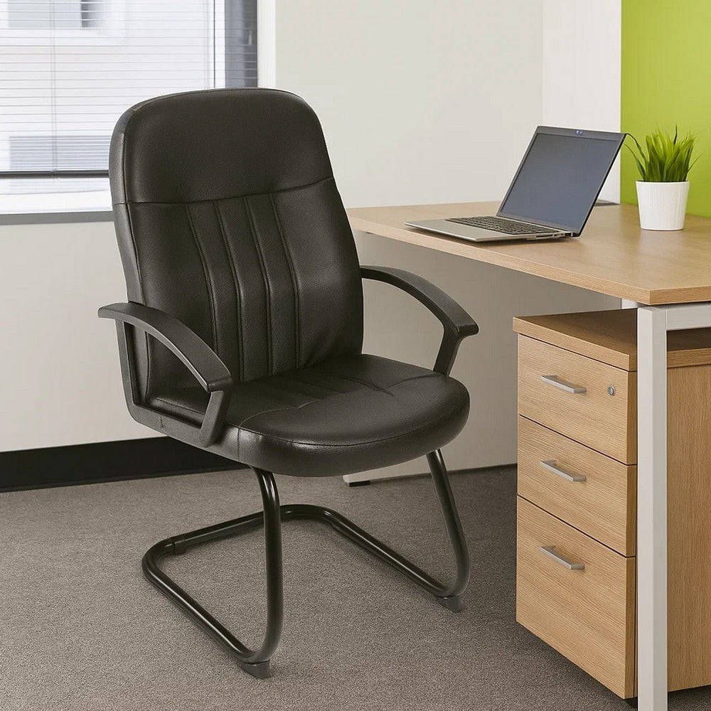 Luke Executive Armchair w Cantilever Frame | Black Faux Leather