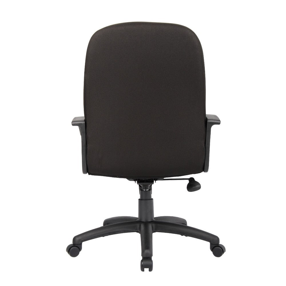 Hugh Mid-Back Manager Chair w Rolling Base | Black Crepe Fabric BM344480