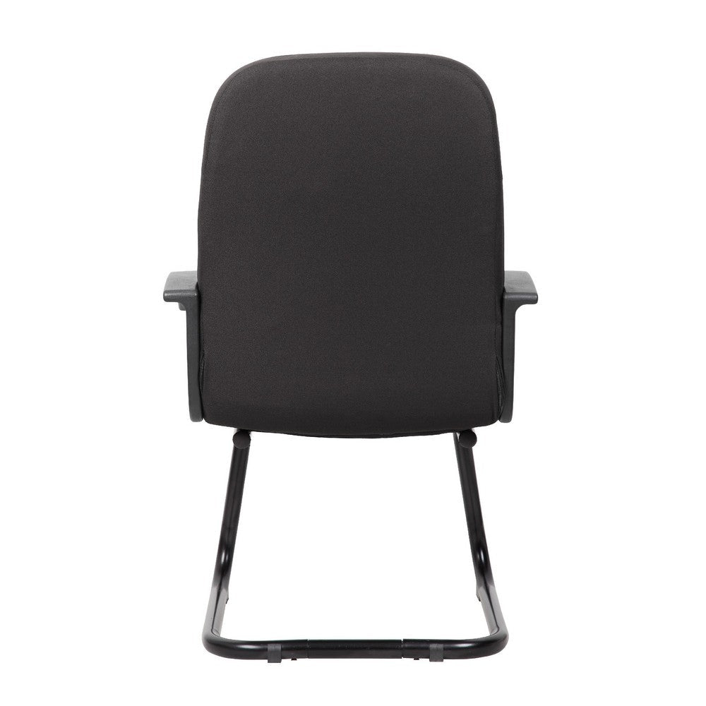 Qien Mid-Back Guest Chair | Steel Cantilever Base | Black Crepe Fabric BM344481