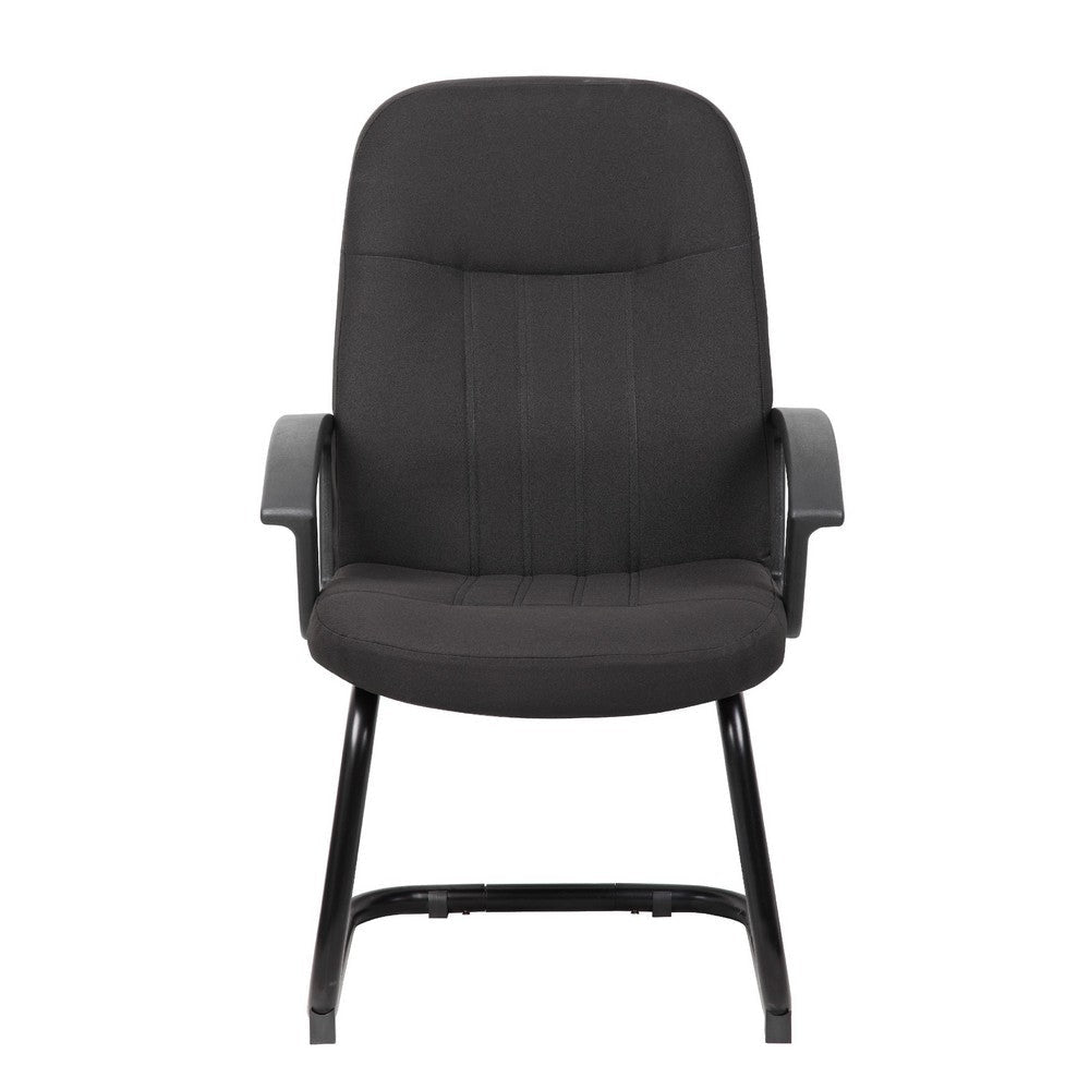 Qien Mid-Back Guest Chair | Steel Cantilever Base | Black Crepe Fabric BM344481