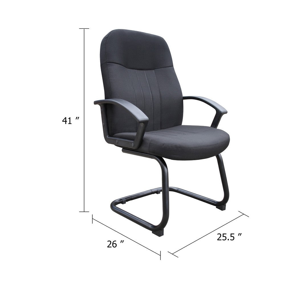 Qien Mid-Back Guest Chair | Steel Cantilever Base | Black Crepe Fabric BM344481