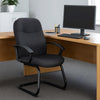 Qien Mid-Back Guest Chair | Steel Cantilever Base | Black Crepe Fabric BM344481