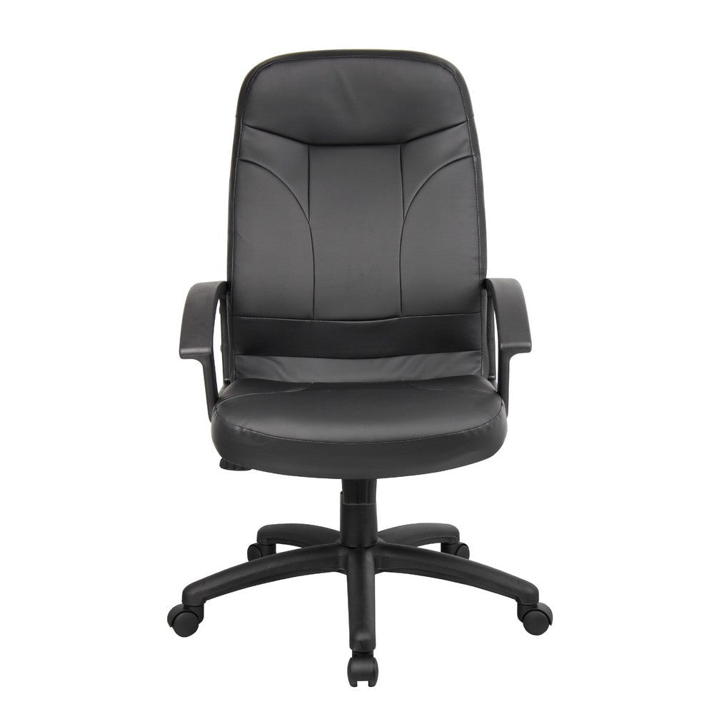 Jian High-Back Office Chair w 5 Hooded Wheels | Black Faux Leather BM344482