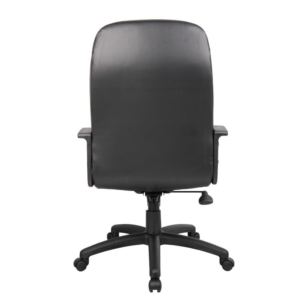 Jian High-Back Office Chair w 5 Hooded Wheels | Black Faux Leather BM344482