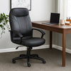 Jian High-Back Office Chair w 5 Hooded Wheels | Black Faux Leather BM344482
