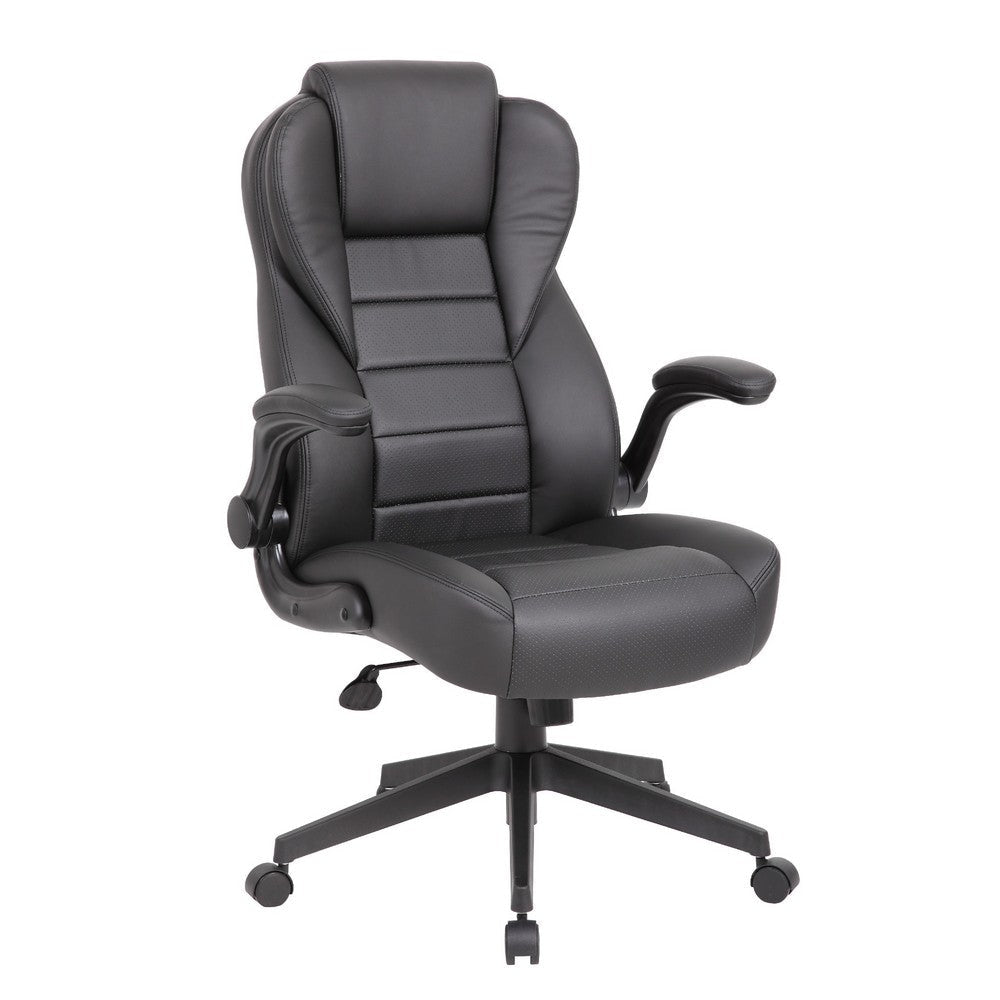 Yang Executive High-Back Armchair w Caster Wheels | Black Vinyl BM344483