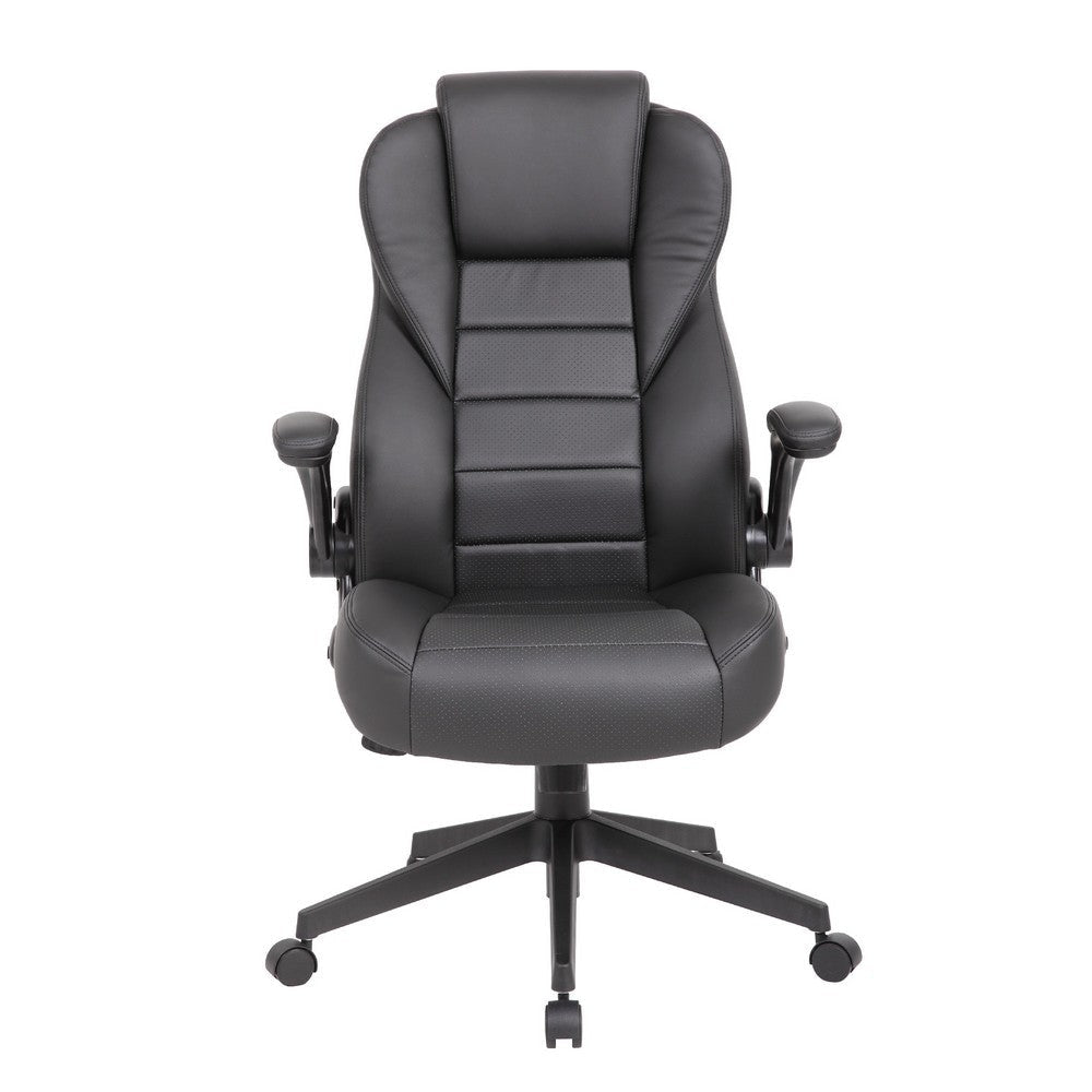 Yang Executive High-Back Armchair w Caster Wheels | Black Vinyl BM344483