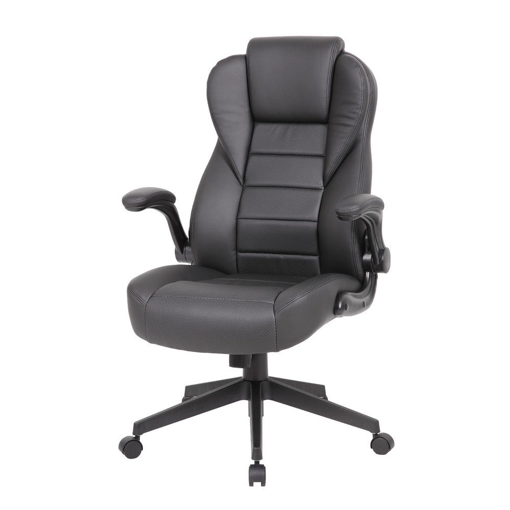 Yang Executive High-Back Armchair w Caster Wheels | Black Vinyl BM344483