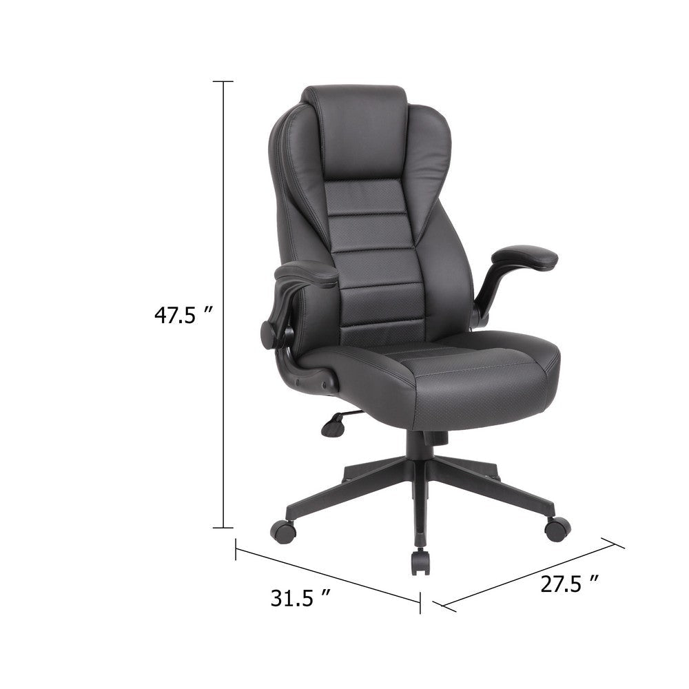 Yang Executive High-Back Armchair w Caster Wheels | Black Vinyl BM344483
