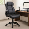 Yang Executive High-Back Armchair w Caster Wheels | Black Vinyl BM344483
