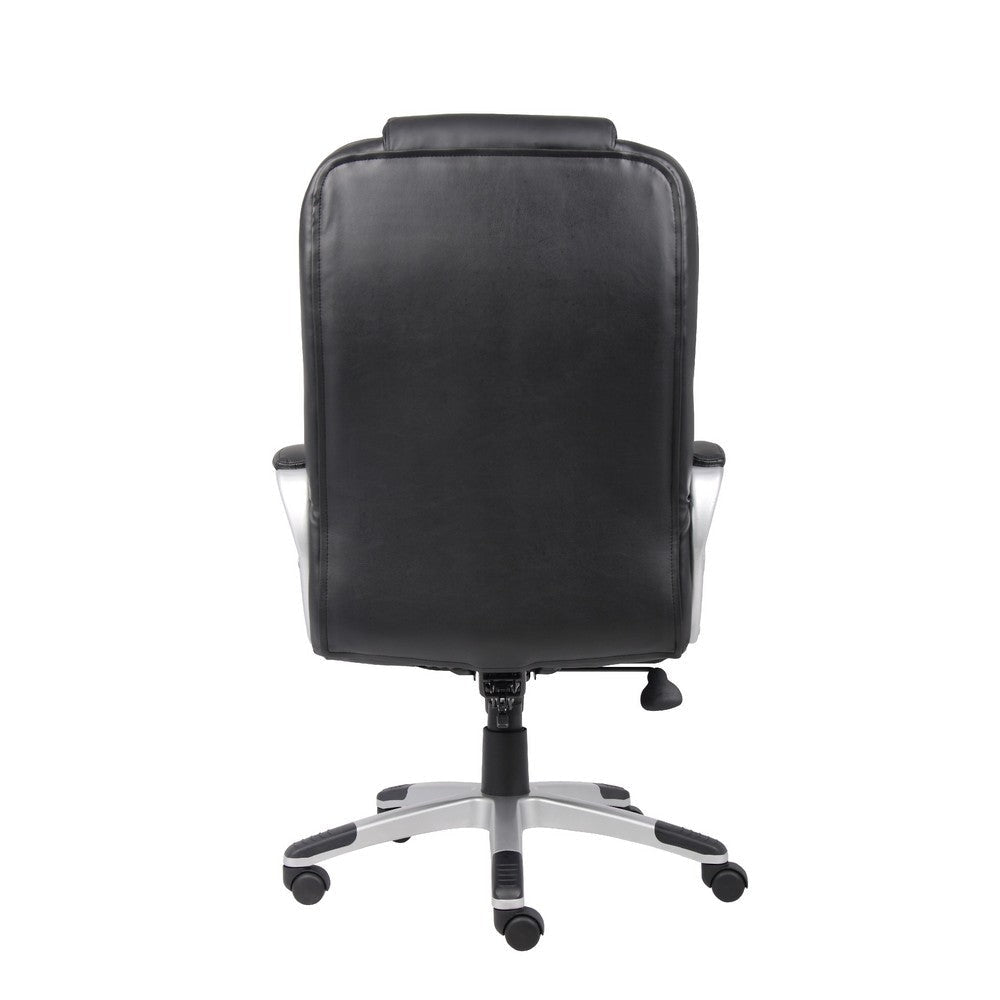 Ziko Swivel Executive Chair w Waterfall Seat | Black Faux Leather BM344484
