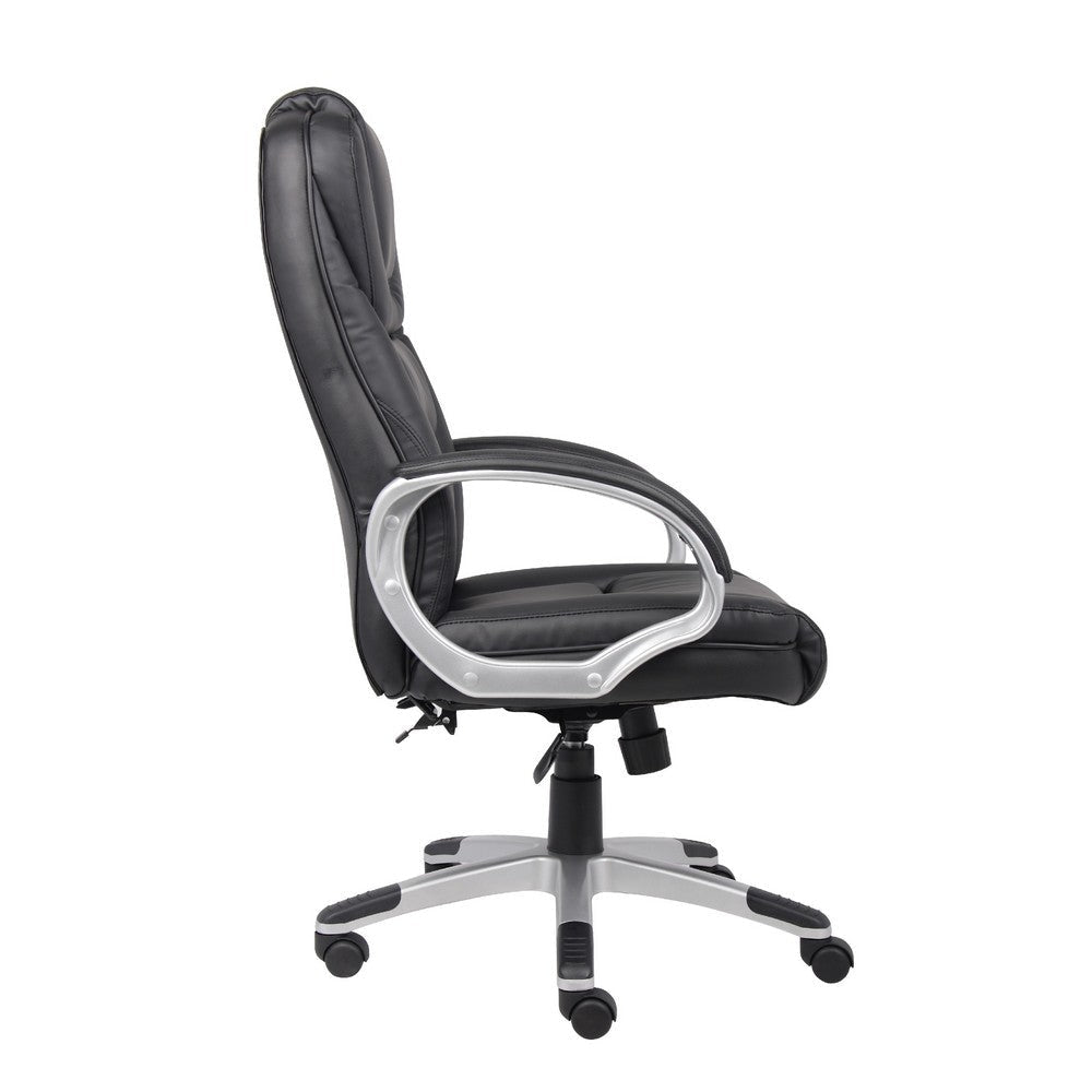Ziko Swivel Executive Chair w Waterfall Seat | Black Faux Leather BM344484
